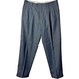 Corneliani Warm Winter Black‎ Dress Pants Cuffed VTG Wool Cashmere W36x32 Italy